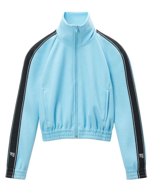 Alexander Wang Blue Logo-Tape Cropped Track Jacket