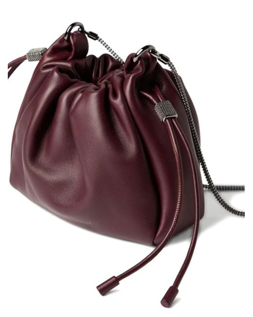 Brunello Cucinelli Purple Mellow Mini Beuteltasche Mit Kordelzug
