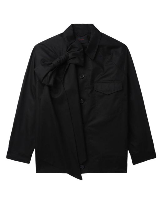 Simone Rocha Black Bow-detail Cotton Shirt Jacket for men