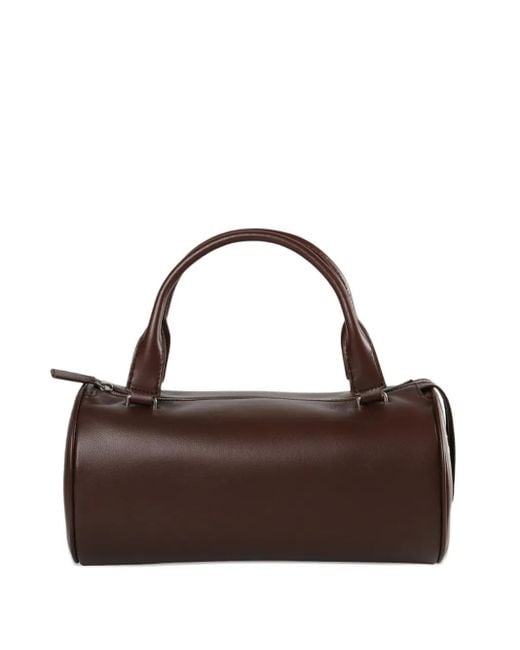 The Row Brown Edith Cylindrical Leather Tote Bag