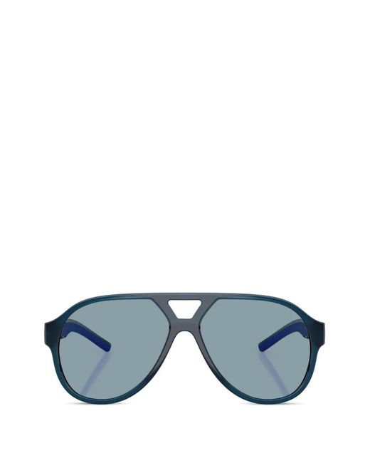 Scuderia Ferrari Blue Pilot-Frame Double-Bridge Sunglasses