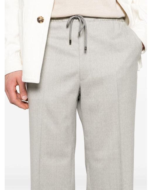 Corneliani Gray Drawstring Tapered-leg Trousers for men