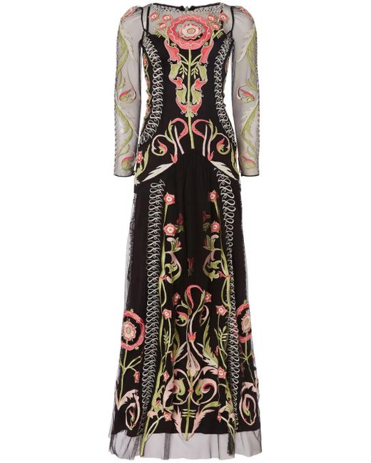 Temperley London Black Embroidered Sheer Maxi Dress