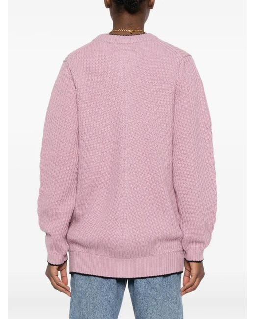 Chloé Pink Logo Rib Knit Cardigan