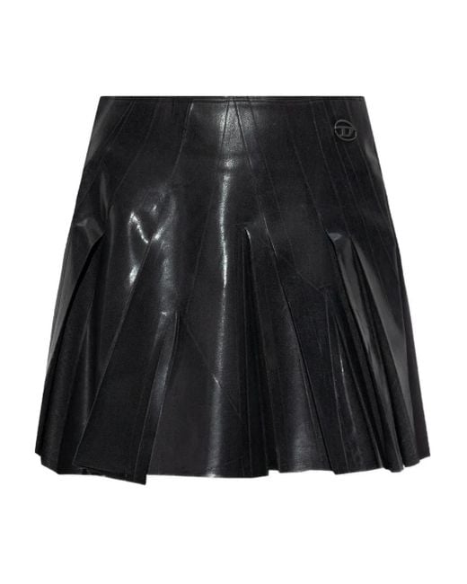 DIESEL Black Faltenrock mit Logo-Schild