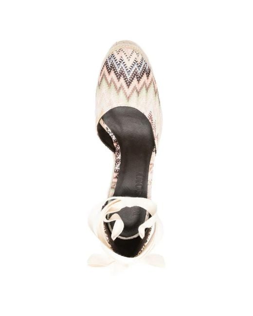 Missoni Natural Zigzag-Pattern Tie Espadrilles