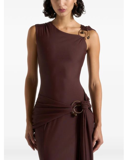 Manière De Voir Purple Rania Asymmetric Draped Maxi Dress