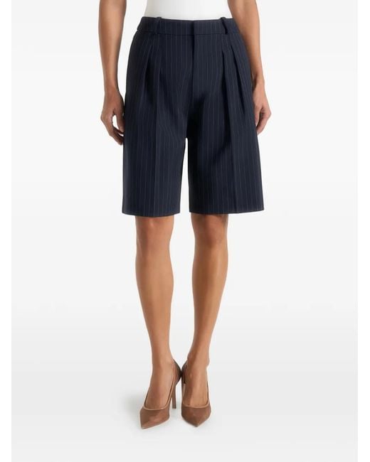 Manière De Voir Blue Lorette Pinstripe Double Pleat Tailored Shorts