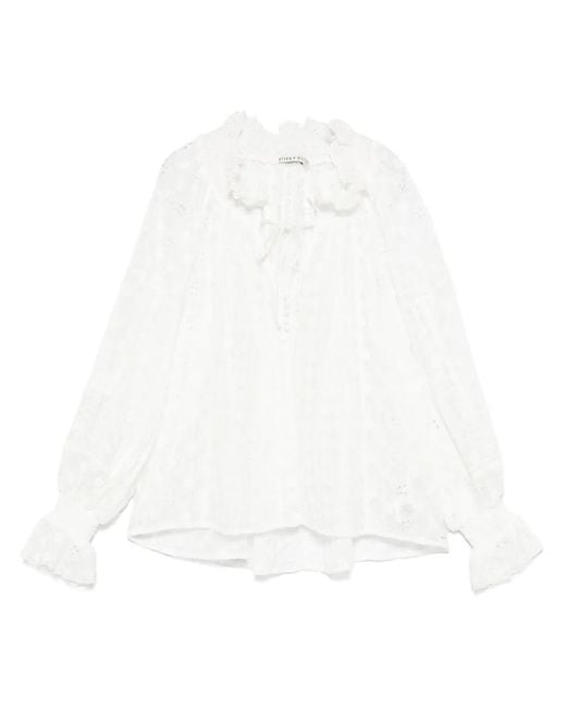Alice + Olivia White Norah Bluse