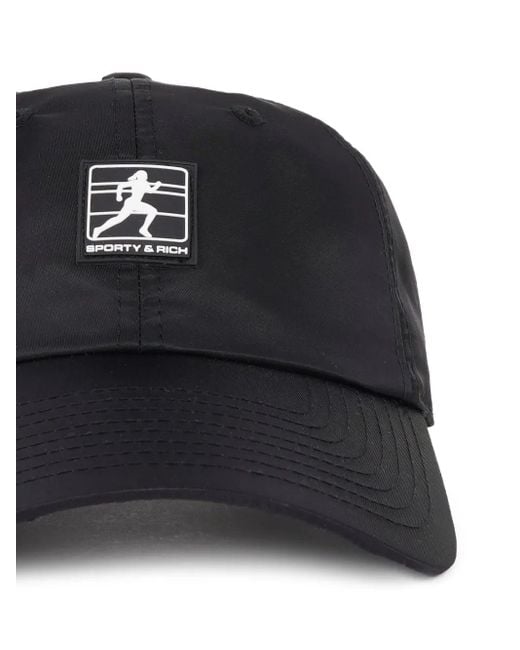 Sporty & Rich Black Logo-Patch Baseball Cap