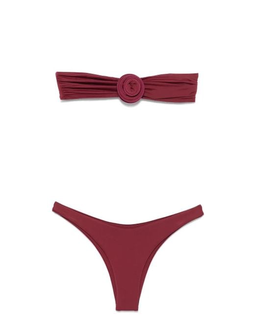 Bikini Con Dettaglio A Fiore di LaRevêche in Red