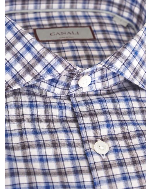 Canali Blue Check-Pattern Shirt for men