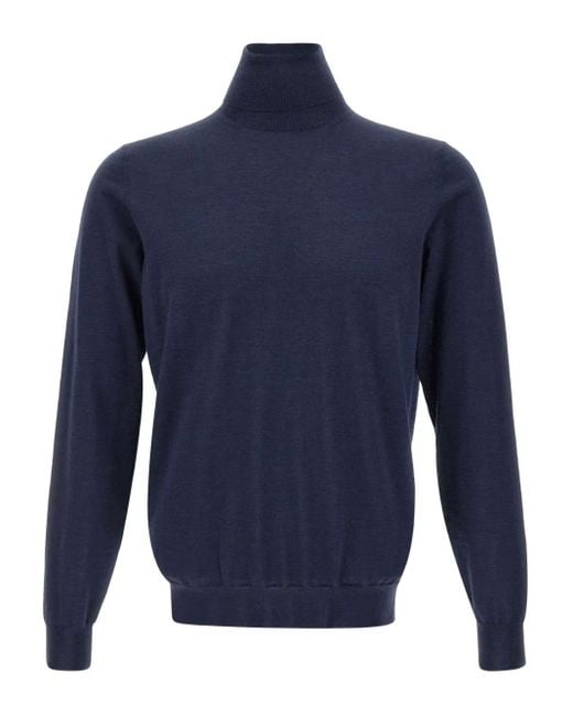 FILIPPO DE LAURENTIIS Blue High-Neck Sweater for men