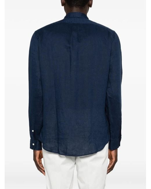 Polo Ralph Lauren Blue Polo Pony Linen Shirt for men