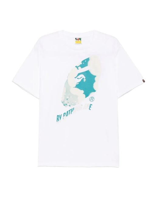 A Bathing Ape Blue Graphic-Printed T-Shirt for men