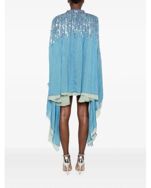 Amen Blue Tina Sequin-Embellished Mini Dress