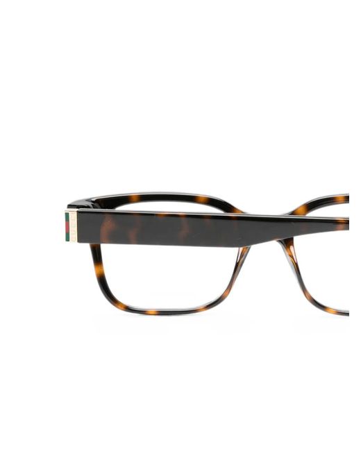 Gucci Brown Tortoiseshell-Effect Rectangle-Frame Glasses