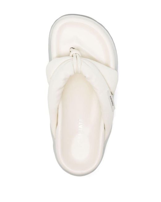 Premiata White Thong-strap Leather Slides