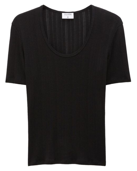 T-shirt à design nervuré Filippa K en coloris Black