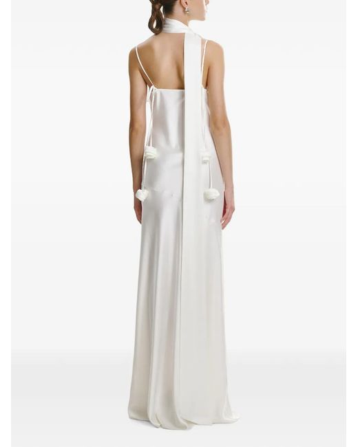 Lita Couture White Cowl-Neck Maxi Dress