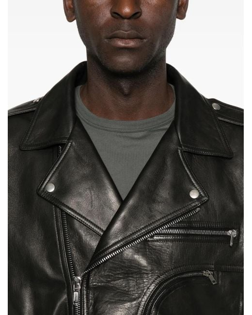 Rick Owens Black Belted Leather Jacket