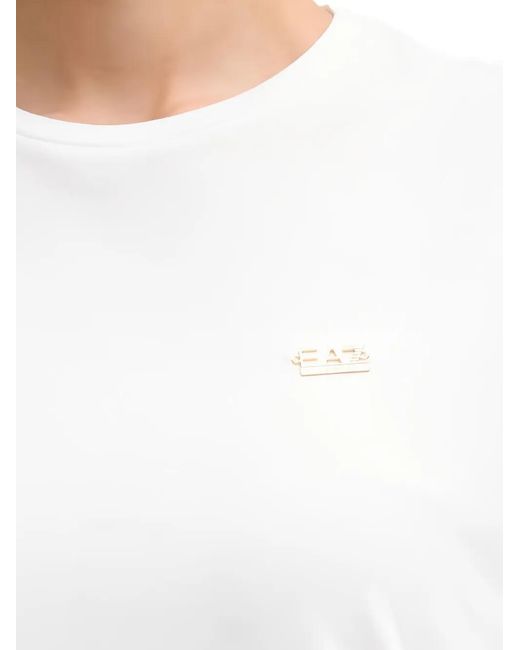 EA7 White Logo-Detail Short-Sleeve T-Shirt