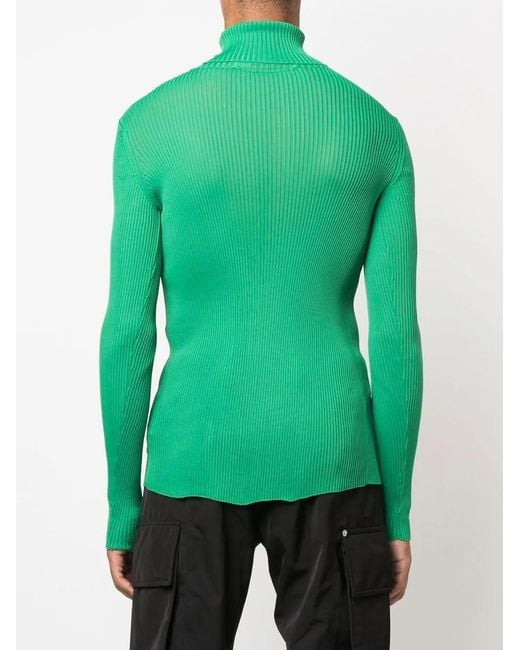 Off-White c/o Virgil Abloh Green Rib-Knit Roll Neck Sweater for men