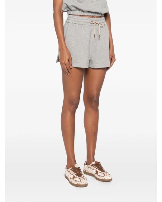 Fendi Gray Logo-Patch Track Shorts