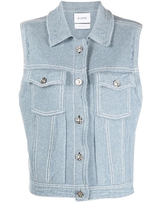 Barrie Blue Knitted Sleeveless Jacket