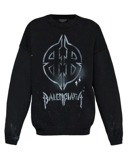 Balenciaga Blue Logo-Print Sweatshirt for men