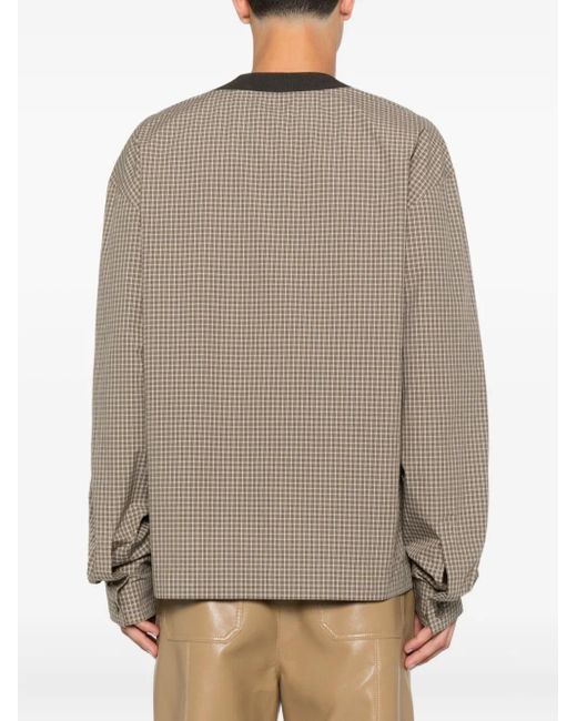 Nanushka Natural Checked V-Neck Top for men