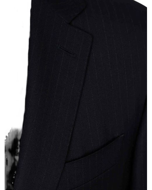 Canali Blue Single-Breasted Pinstripe-Pattern Wool Suit for men