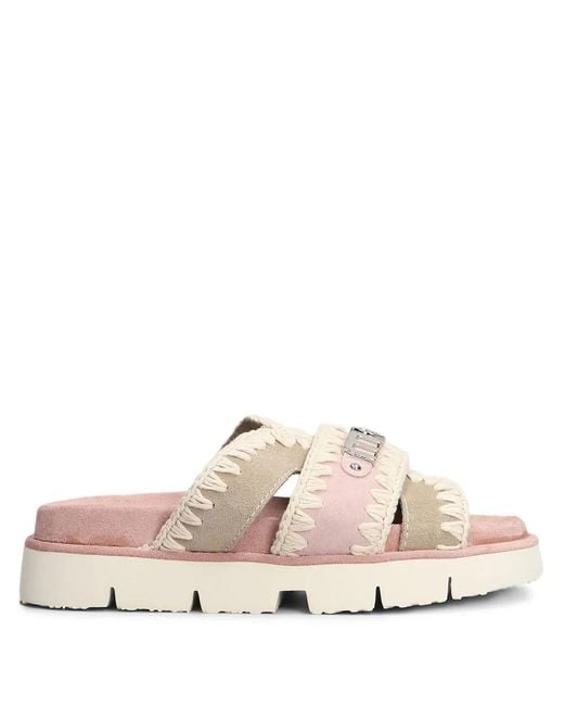 Mou Pink Leather Sandals