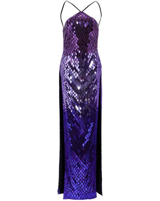 Robe longue Rachel à ornements retroféte en coloris Purple