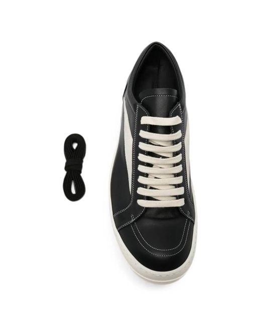Rick Owens White Leather Panelled Sneakers for men