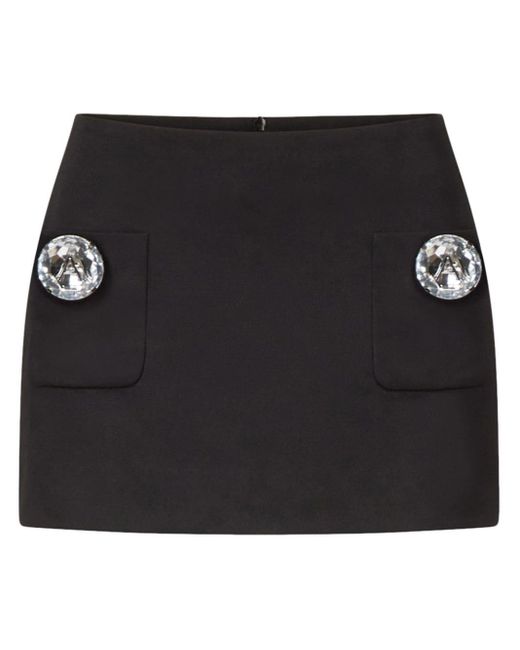 Area Black Crystal-embellished Wool Mini Skirt