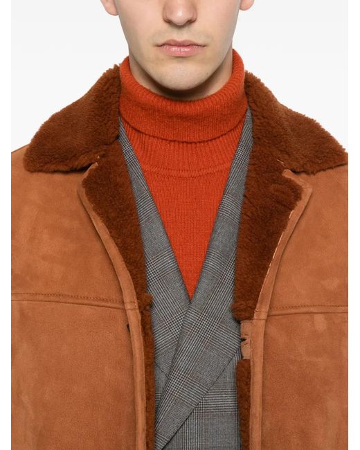 Tagliatore Brown Shearling Coat for men