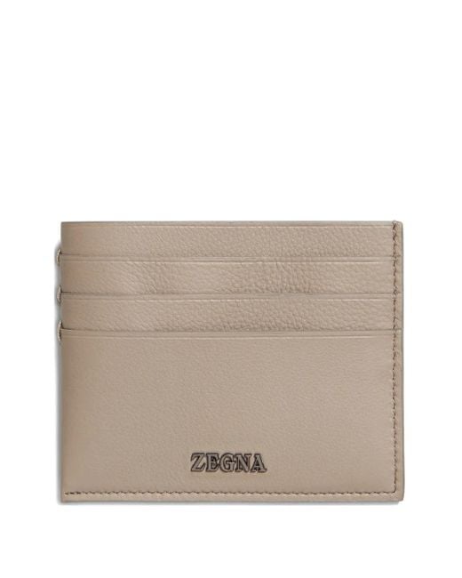 Tarjetero con placa del logo Zegna de hombre de color Natural