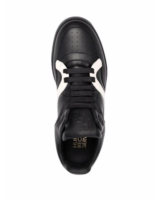 Human Recreational Services Black Two-Tone Leather Sneakers for men