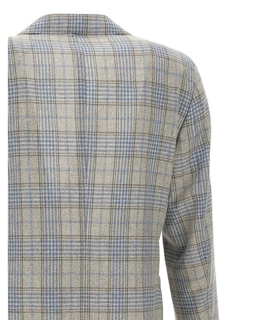 Santaniello Gray Plaid-Pattern Blazer for men