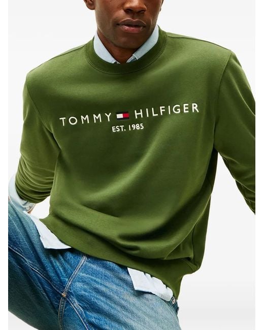 Tommy Hilfiger Green Sweat À Logo Poitrine for men