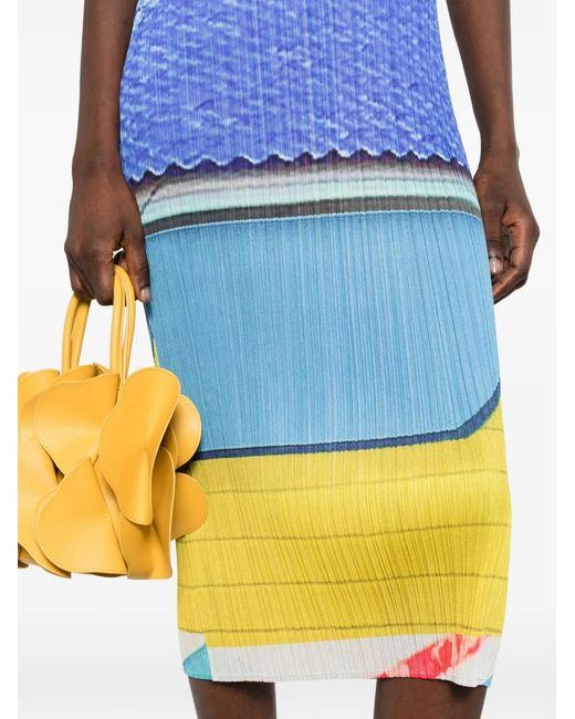 Pleats Please Issey Miyake Blue Pleated Midi Dress