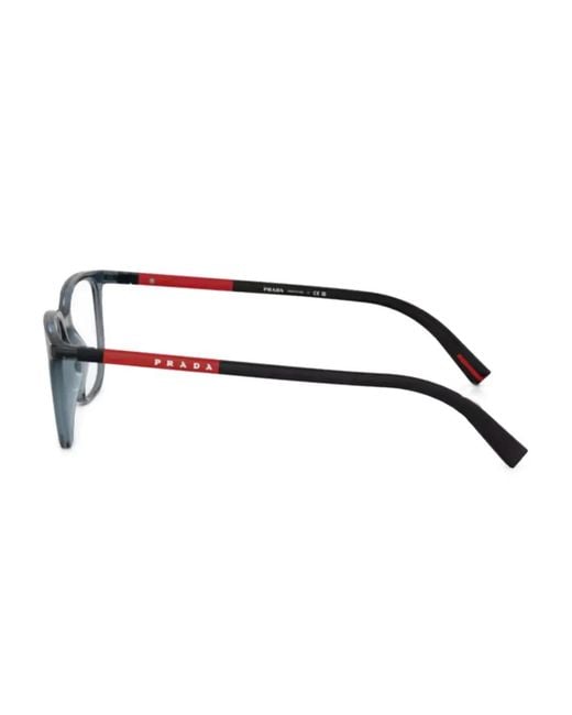 Prada Linea Rossa Gray Square-Frame Glasses for men