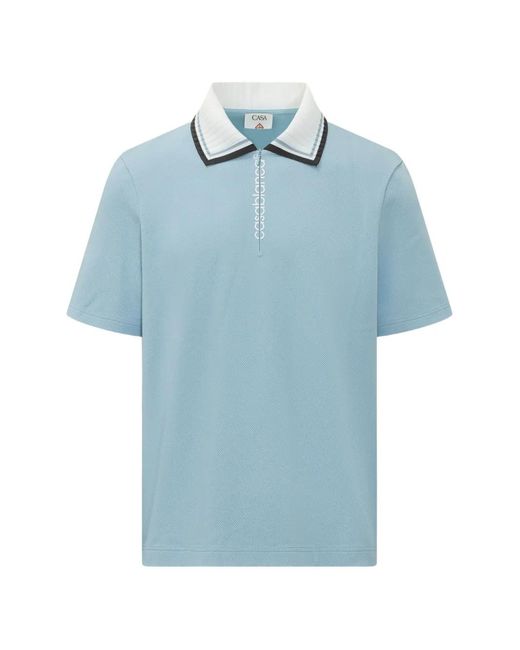 Casablanca Blue Polo Zippé En Piqué for men