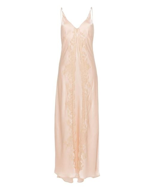 Carine Gilson White Lace-detail Silk Nightdress