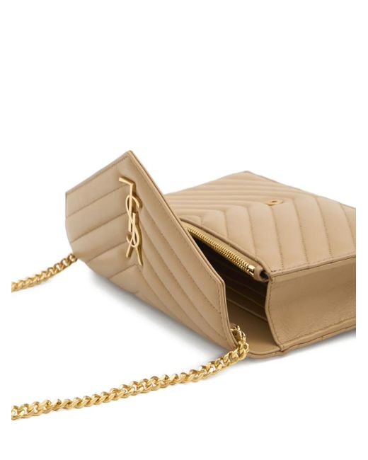 Saint Laurent Cassandre Gewatteerde Tas in het Natural