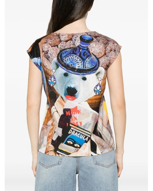 The Artistylist Blue Graphic-Print Cotton Vest