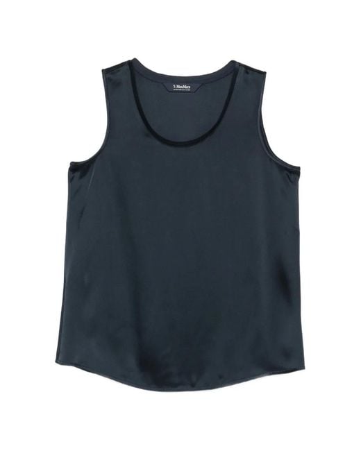 Max Mara Blue Round-Neck Blouse