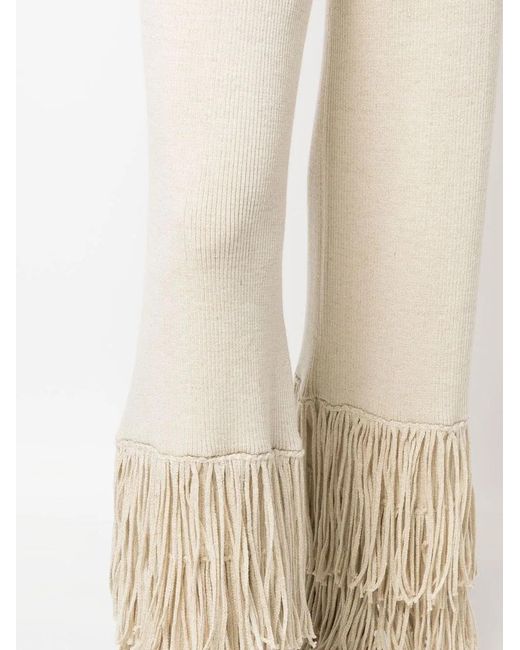 Lukhanyo Mdingi Natural Ribbed-Knit Tassel-Trim Trousers