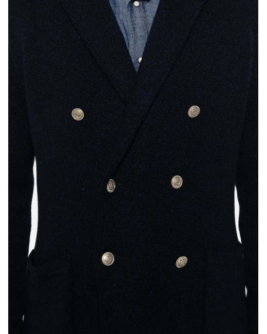 Eleventy Black Double-Breasted Knitted Jacket for men